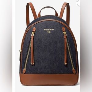 Michael Kors Brooklyn Medium Backpack Dark Denim NWT